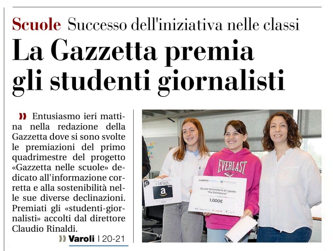Gazzetta di Parma (in foto Chiara, Anna, prof.ssa Pons)