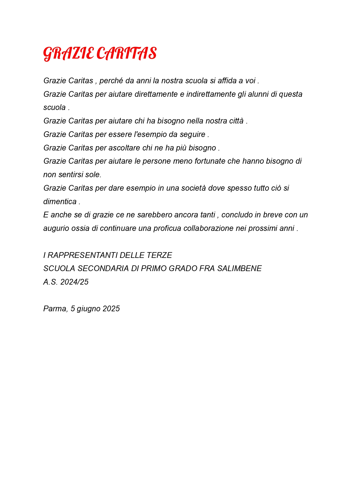 Lettera di Viola Franzini (3F)